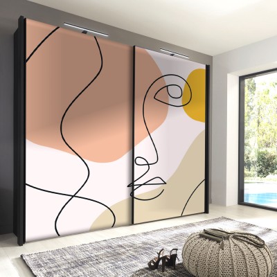 Houseart Face art formation, Line Art, Αυτοκόλλητα ντουλάπας, 100 x 100 εκ.